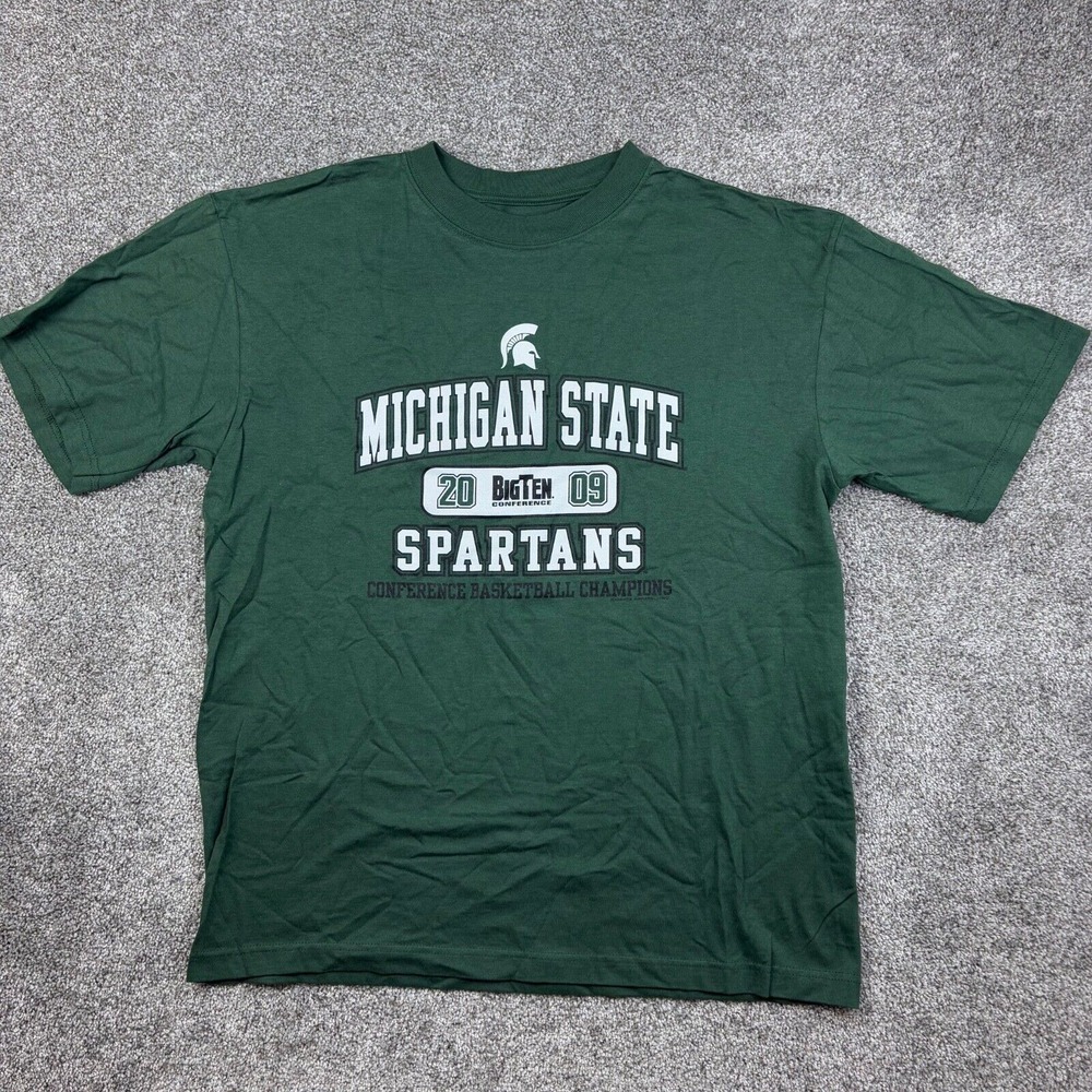 Michigan State Spartans Basketball Shirt Mens Large Green Conference Champs 2009